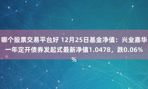 哪个股票交易平台好 12月25日基金净值：兴业嘉华一年定开债券发起式最新净值1.0478，跌0.06%