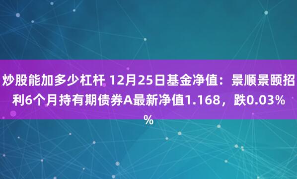 炒股能加多少杠杆 12月25日基金净值：景顺景颐招利6个月持有期债券A最新净值1.168，跌0.03%