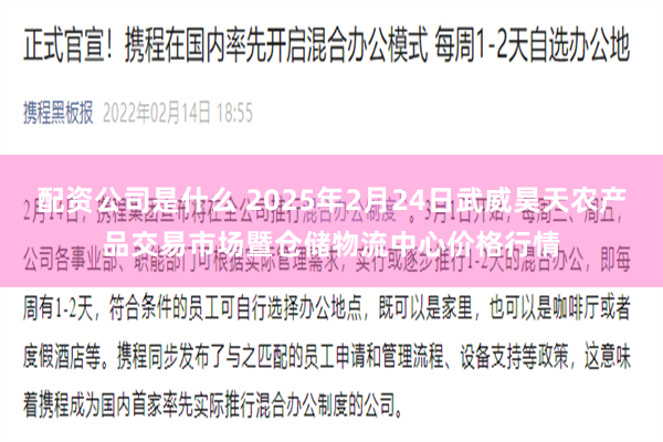 配资公司是什么 2025年2月24日武威昊天农产品交易市场暨仓储物流中心价格行情