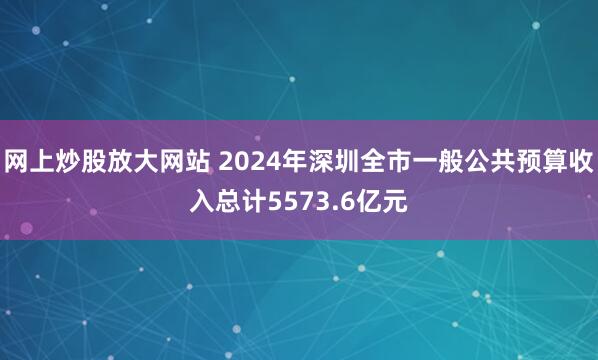 网上炒股放大网站 2024年深圳全市一般公共预算收入总计5573.6亿元